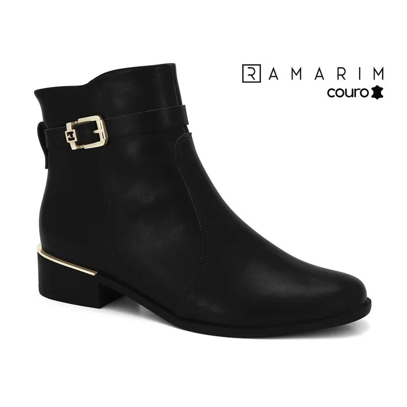 Bota Cano Curto Preta com Fivela Ramarim 2453104-7 38