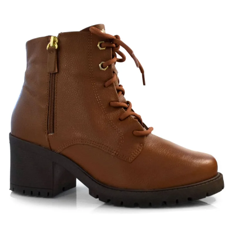Coturno de Couro Feminino Comfortflex Marrom 24-77303 37