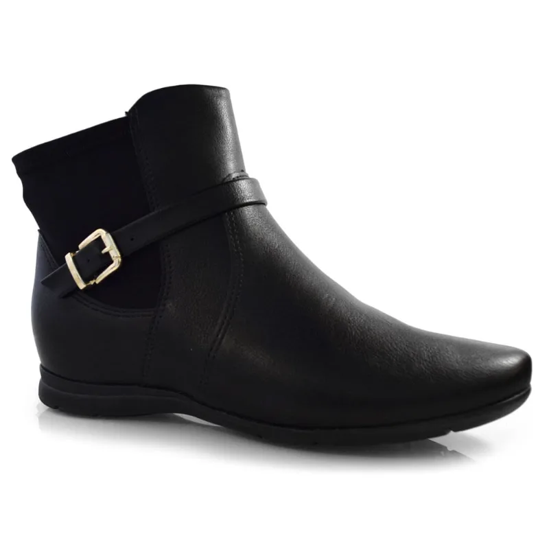 Bota de Cano Curto Feminina Comfortflex Preto 24-91304 33