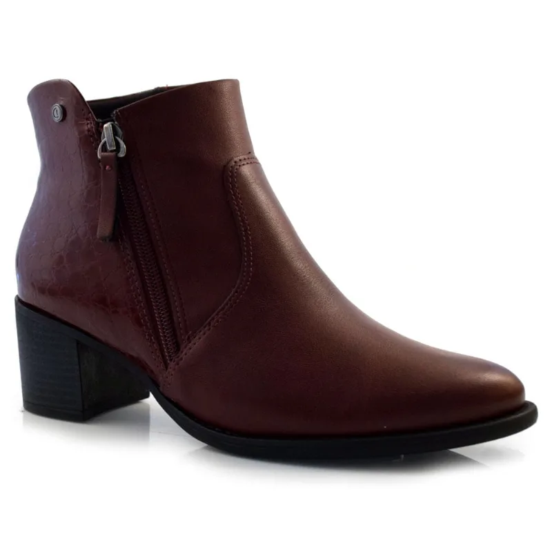 Bota de Cano Curto e Salto Bloco Comfortflex Bordô 24-92302 38