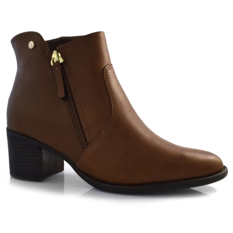 Bota de Cano Curto e Salto Bloco Comfortflex Marrom 24-92302 35