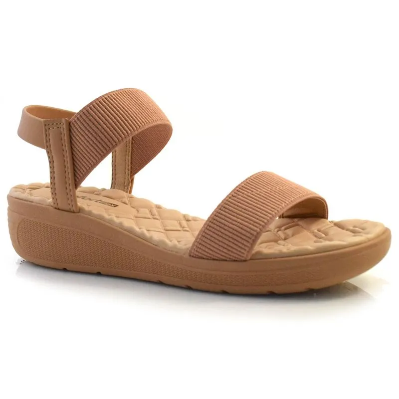 Sandália Anabela Feminina Comfortflex Bege 24-86306 38