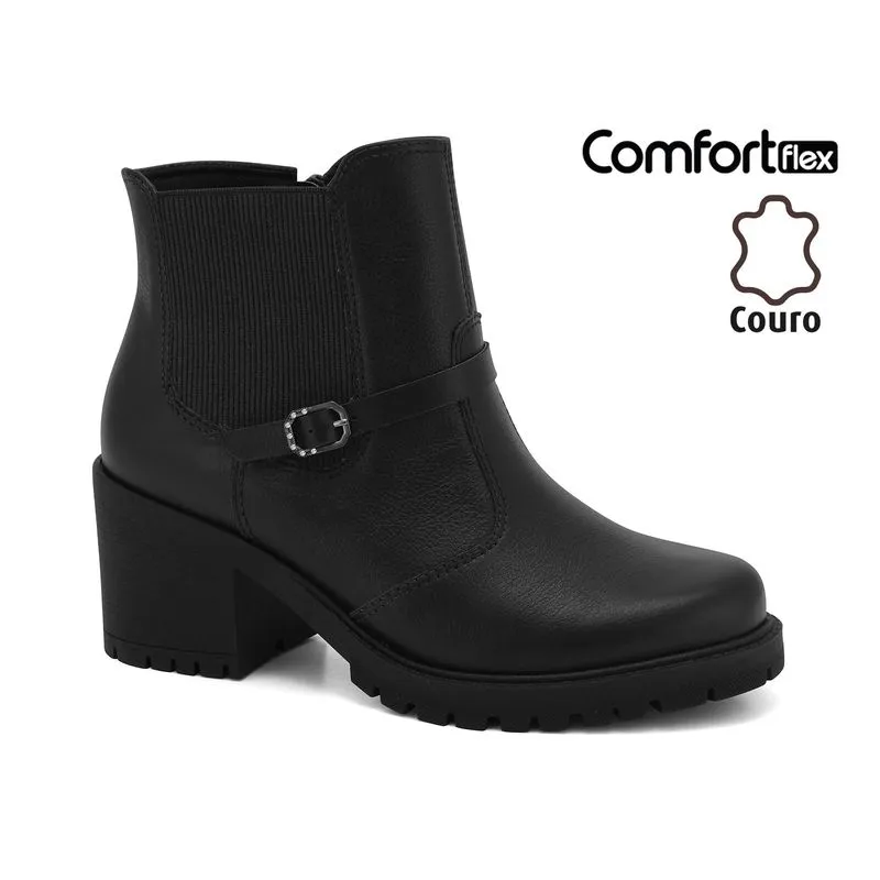 Bota Couro Preta Comfortflex 2477305-1 39