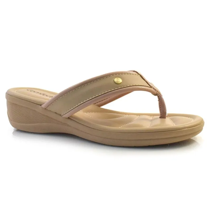 Tamanco Anabela Feminina Comfortflex Bege 24-88301 40