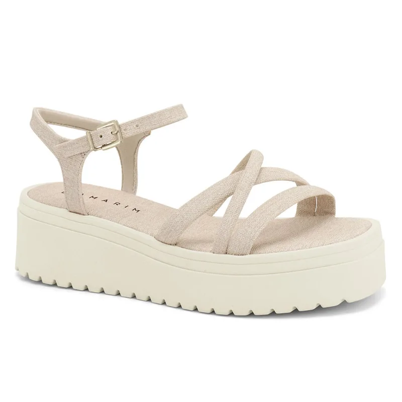 Sandália Feminina Plataforma Tiras Ramarim Branco Off 37