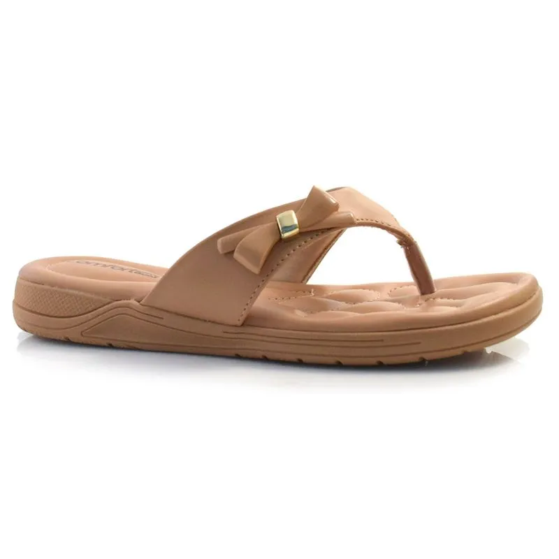 Sandália Rasteira Feminina Comfortflex Bege 24-80402 35