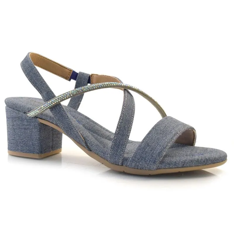 Sandália de Salto Bloco Comfortflex Azul 24-57404 38