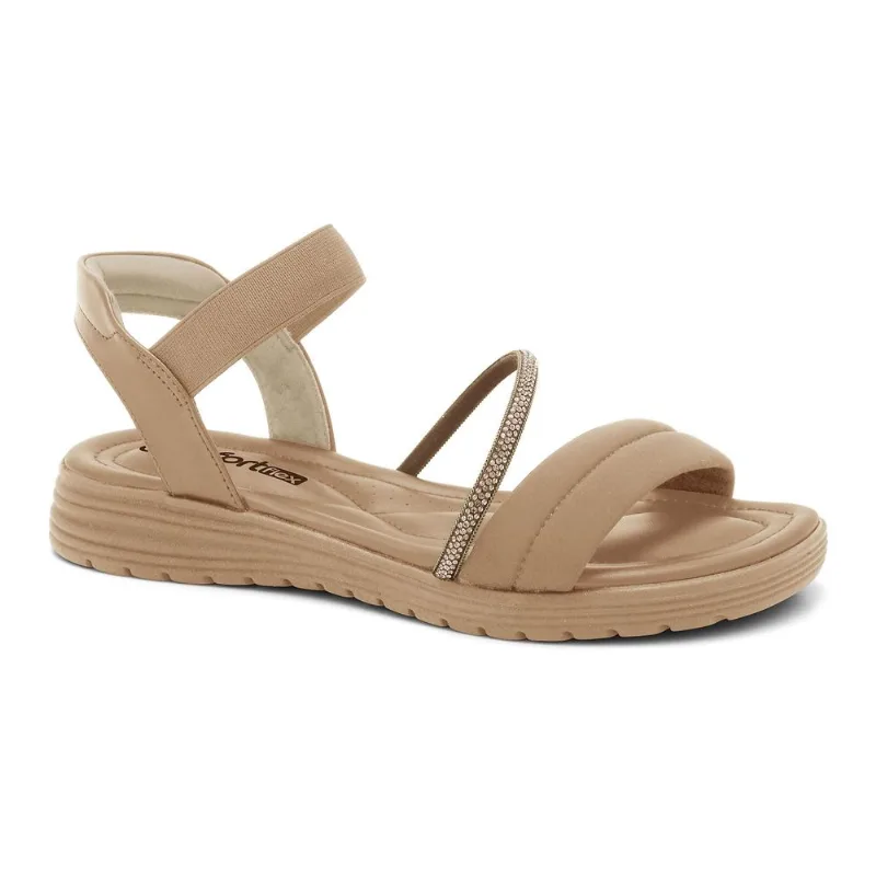 Sandália Patete com Brilho Caqui/Ouro Comfortflex 2451405-2 42