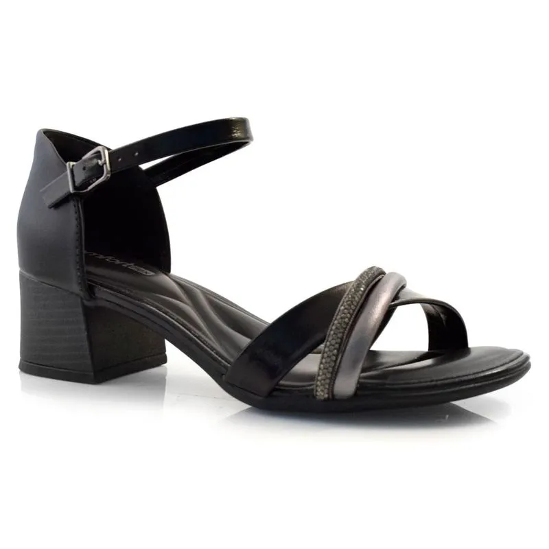 Sandália de Salto Bloco Feminina Comfortflex Preto 24-56403 39
