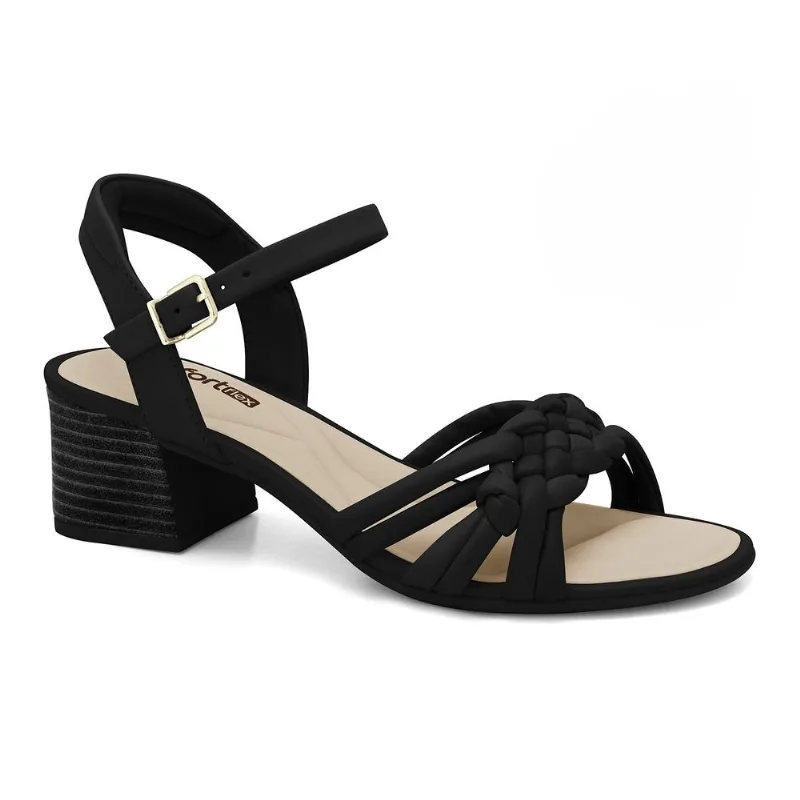 Sandália Salto Bloco Preta Comfortflex 2456405-6 37