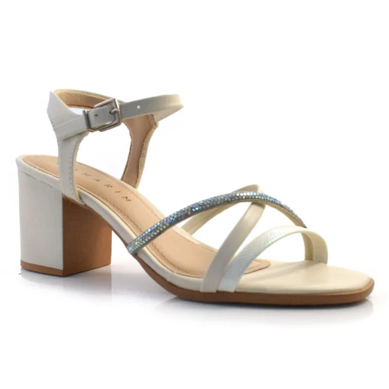 Sandália de Salto Bloco Feminina Ramarim Off White 24-31204 33
