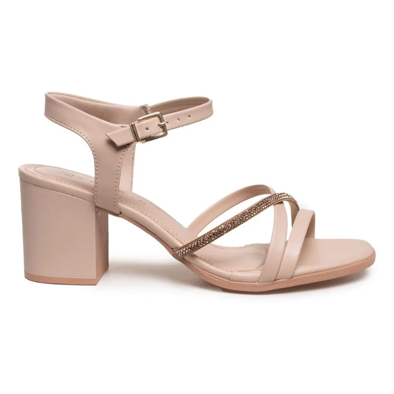 Sandália Ramarim Salto Grosso Feminina Bege Bege - 37