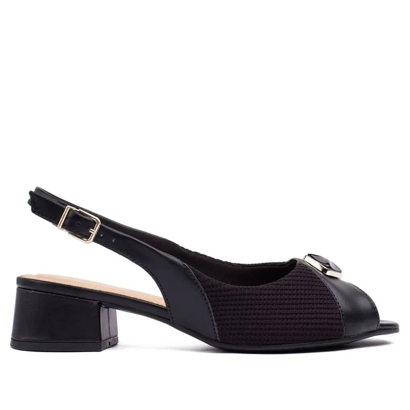 Sapato Feminino Comfortflex Slingback Salto Baixo Preto - 36