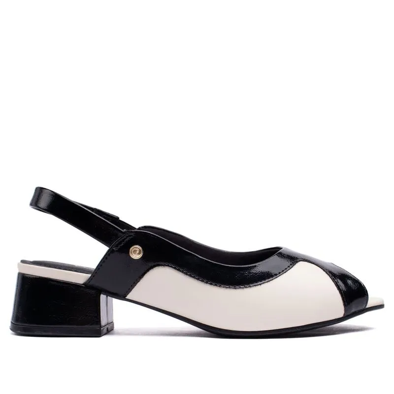 Sapato Feminino Comfortflex Slingback Bicolor Preto/branco - 38