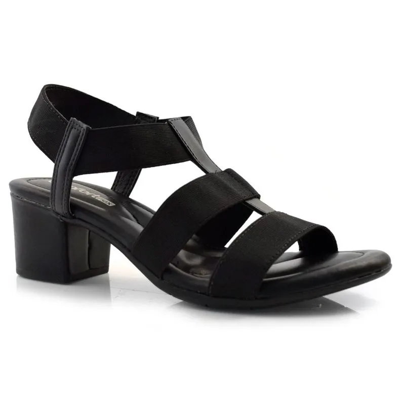 Sandália de Salto Bloco Feminina Comfortflex Preto 24-57403 33