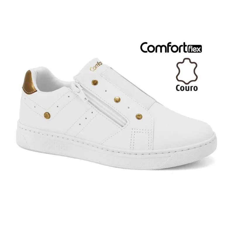 Tênis Couro Branco Comfortflex 2465403-6 38