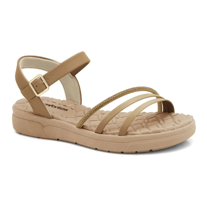 Sandália Feminina Tiras Camel/Ouro Comfortflex 2442402-8 40