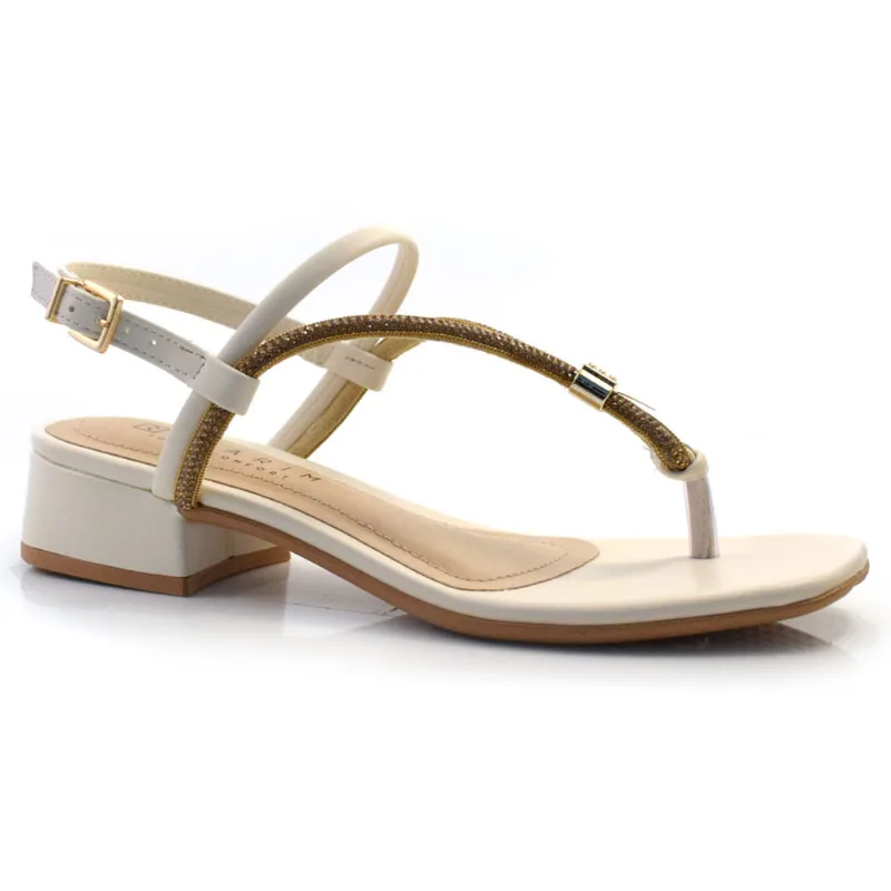Sandália de Salto Bloco Feminina Ramarim Off White 2448206 40