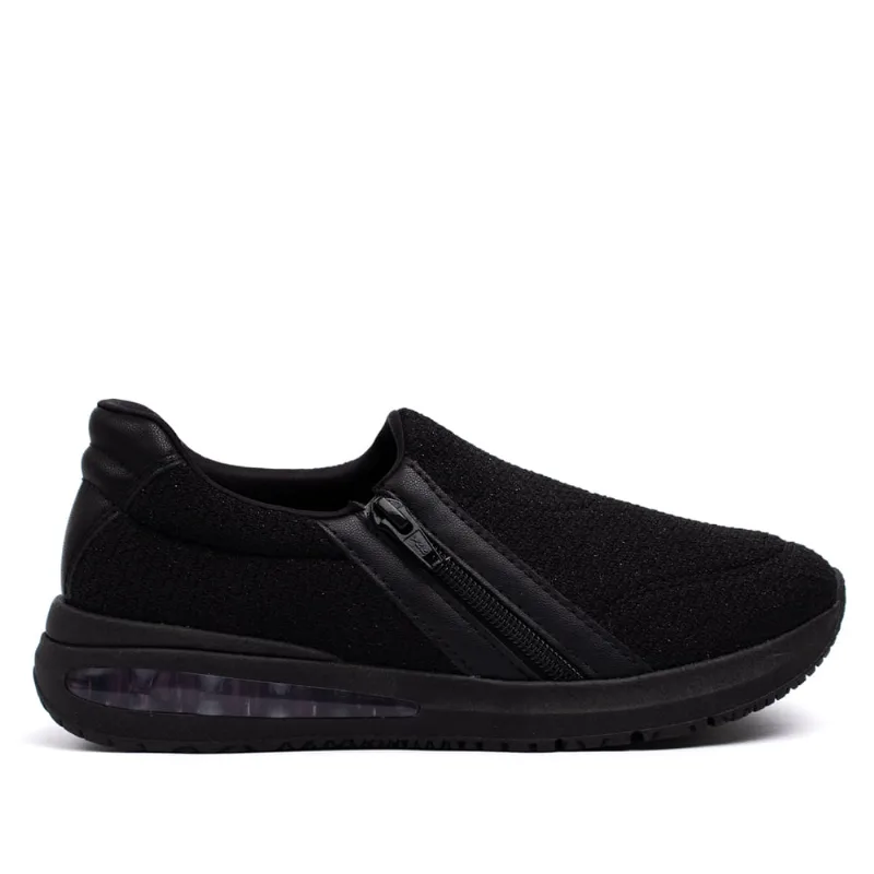 Tênis Feminino Comfortflex Tecido com Zíper Preto - 37