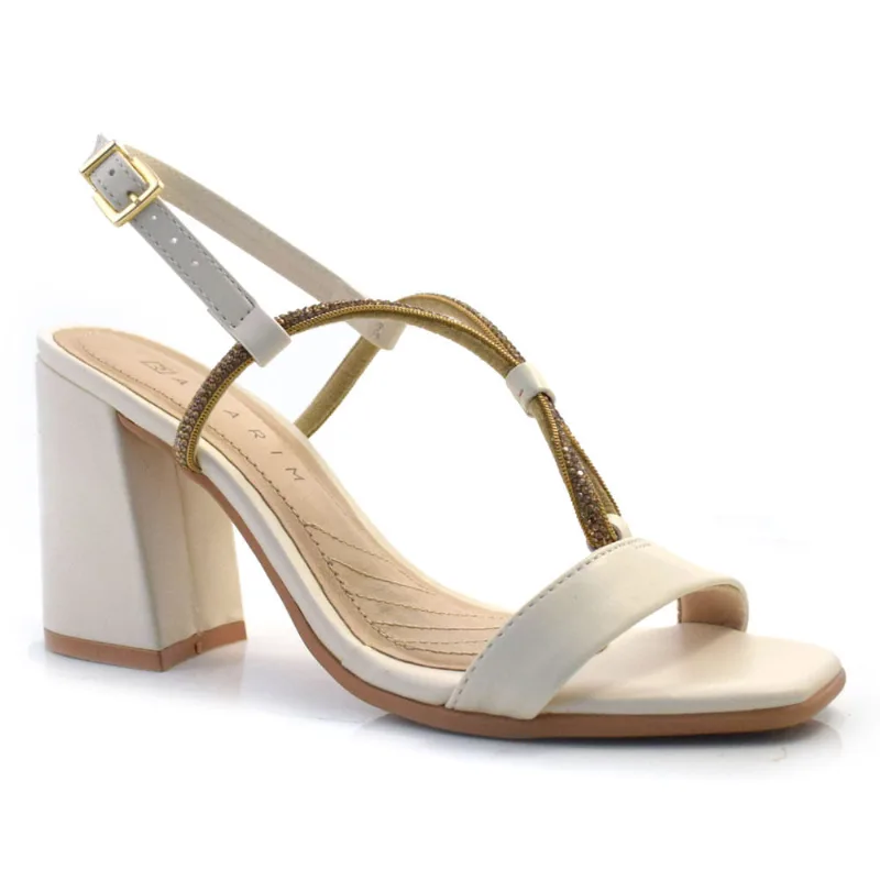 Sandália de Salto Bloco Feminina Ramarim Off White 24-41201 34