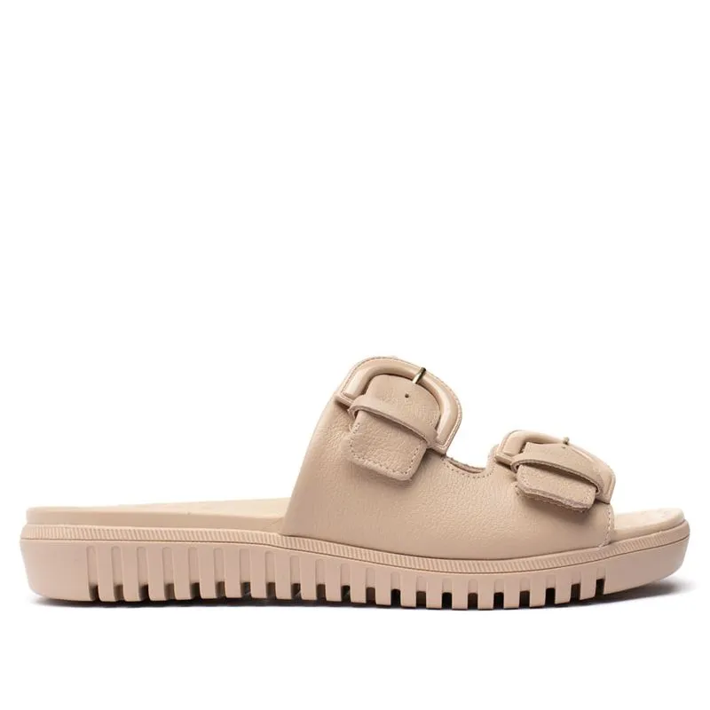 Tamanco Feminino Comfortflex com Fivelas Bege - 35