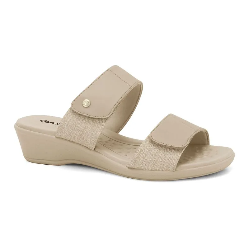 Tamanco Anabela Velcro Almond Comfortflex 2472402-1 34