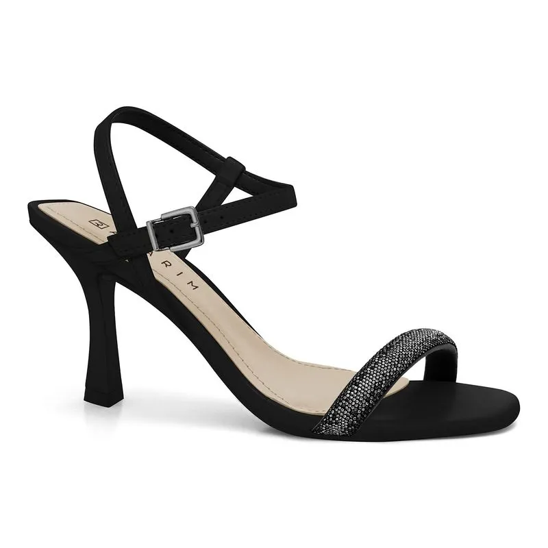 Sandália Preta Salto Fino com Strass Ramarim 2426202-6 40