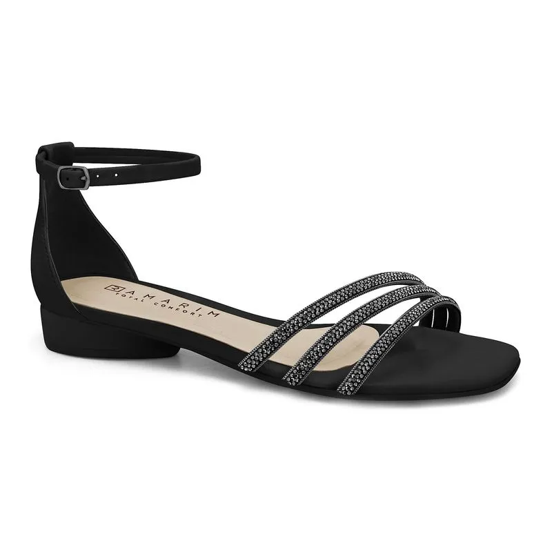 Sandália Casual Preta com Tira Strass Grafite 2423208-7 35