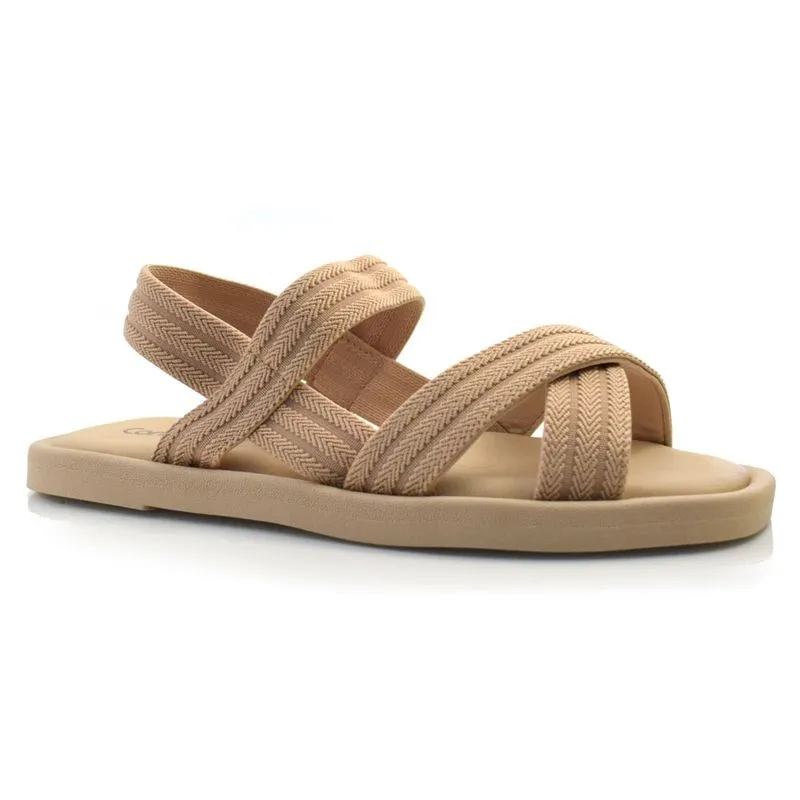 Sandália Rasteira Feminina Comfortflex Bege 2441405 40