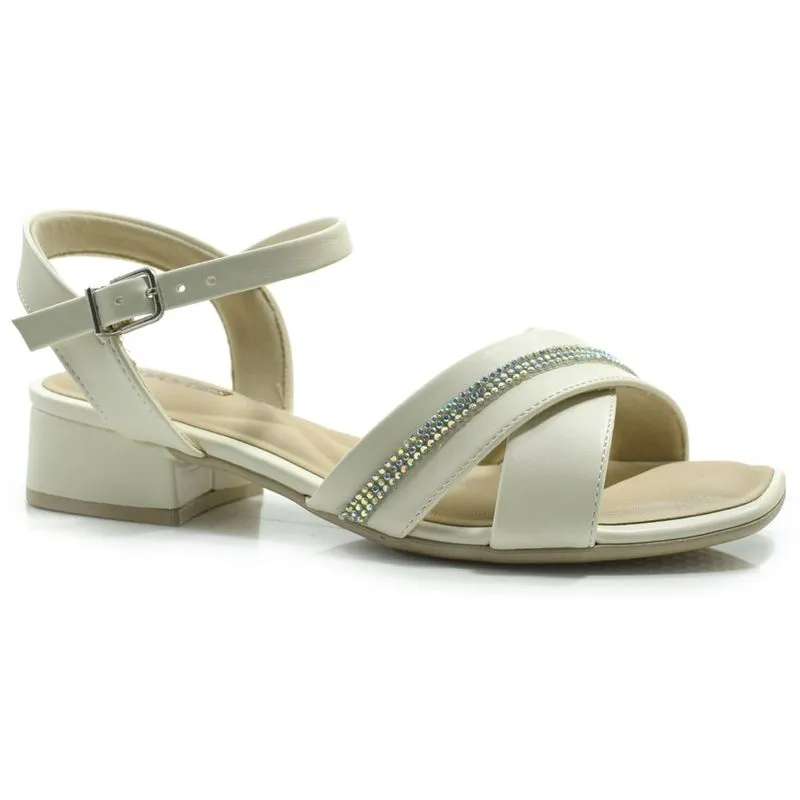 Sandália de Salto Bloco Feminina Comfortflex Creme 2455403 34