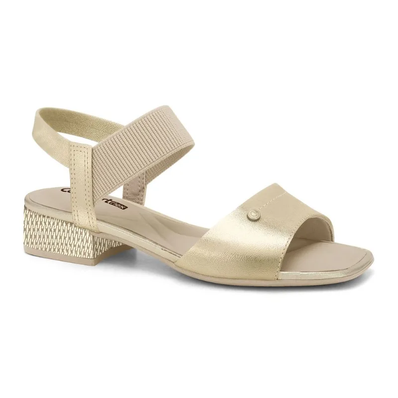 Sandália Salto Baixo Dourada Comfortflex 2455401-6 38
