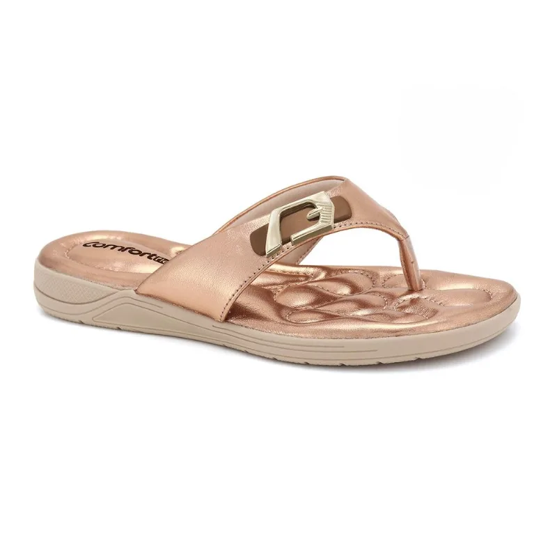 Chinelo Metalizado Rosê Comfortflex 2480405-12 36
