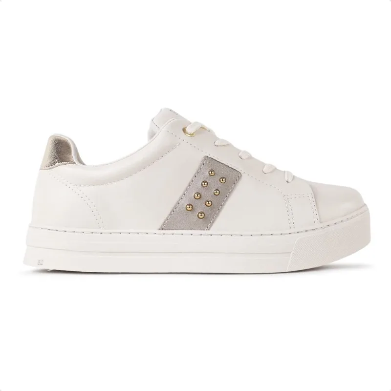 Tênis Ramarim Casual Detalhe Enfeite Feminino 38 / Bege / Dourado