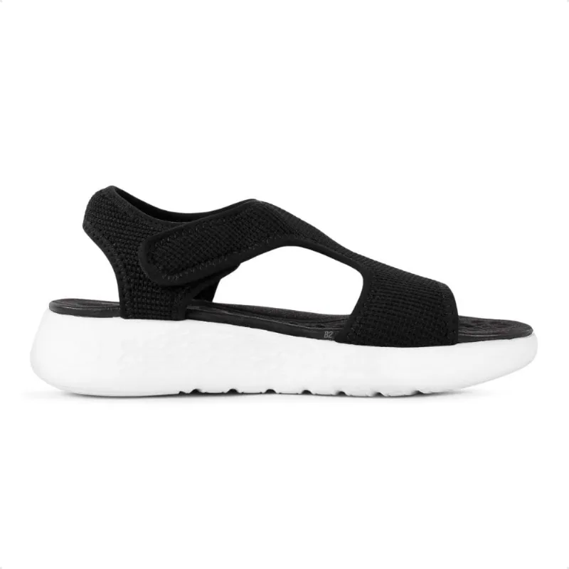 Sandália Comfortflex Tiras Plataforma Feminina 38 / Preto / Branco
