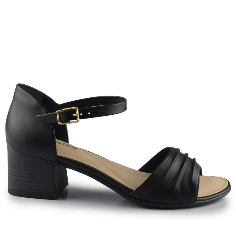 Sandália Comfortflex Feminina Salto Médio 2556304 03 NP BLESS PRETO 37