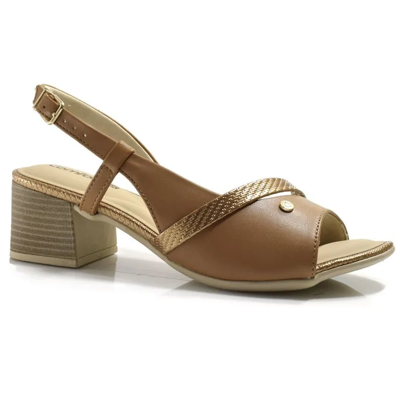 Sandália de Salto Bloco Feminina Comfortflex Marrom 2556303 36