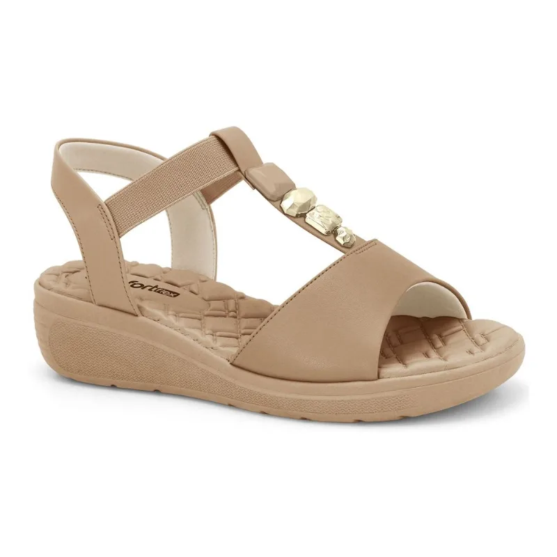 Sandália Anabela Caqui Comfortflex 2586302-3 36