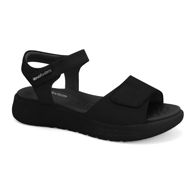 Sandália Super Leve Preta Comfortflex 2547305-8 37