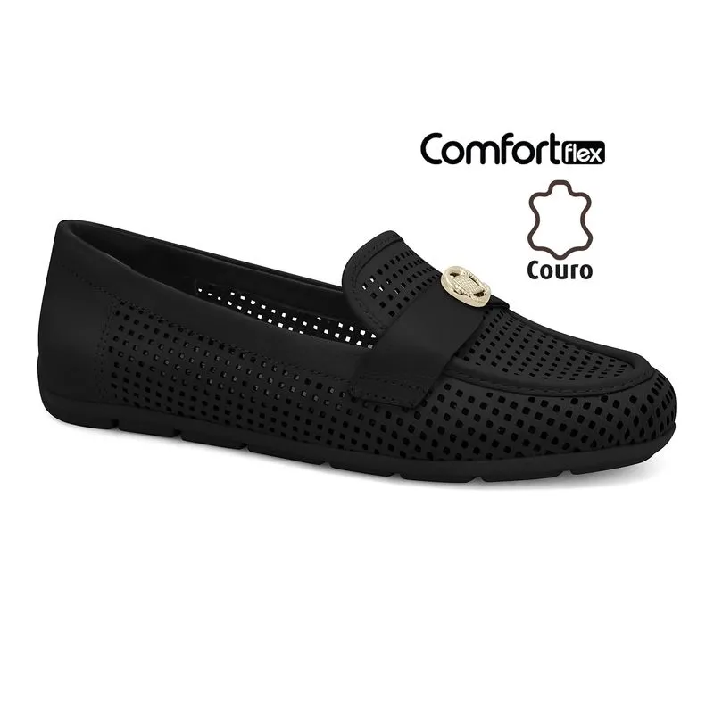 Mocassim Couro Preto Comfortflex 2561332-6 33