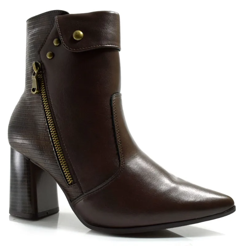 Ankle Boots de Salto Bloco Ramarim Marrom 2558131 40