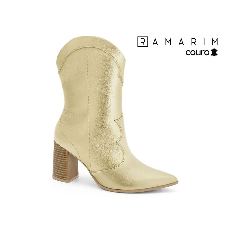 Bota Couro Dourada Ramarim 2568104-2 37