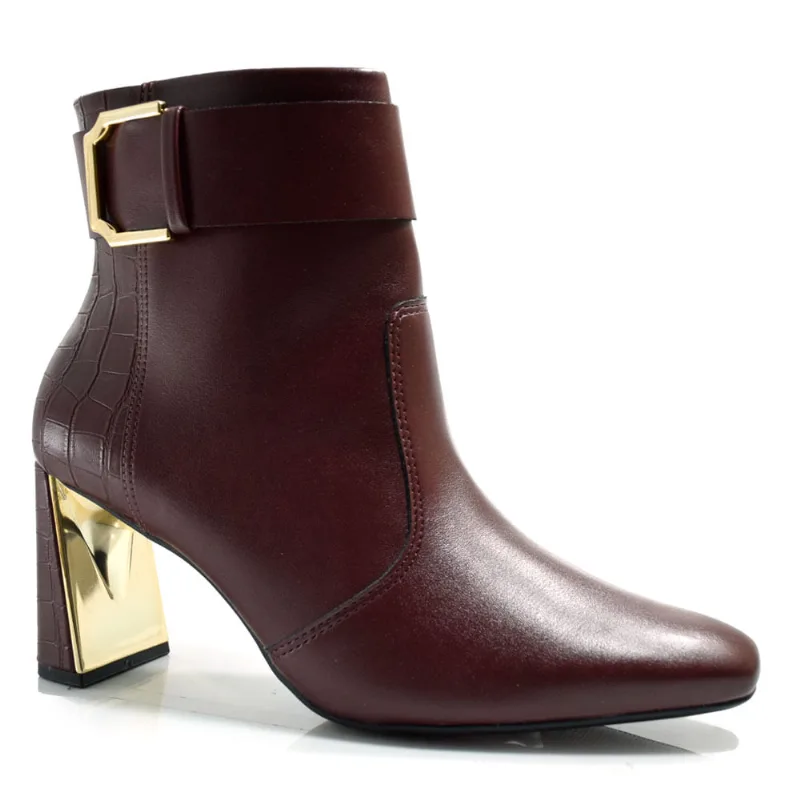 Ankle Boots Feminino Ramarim Bordô 2560102 CROCO 33