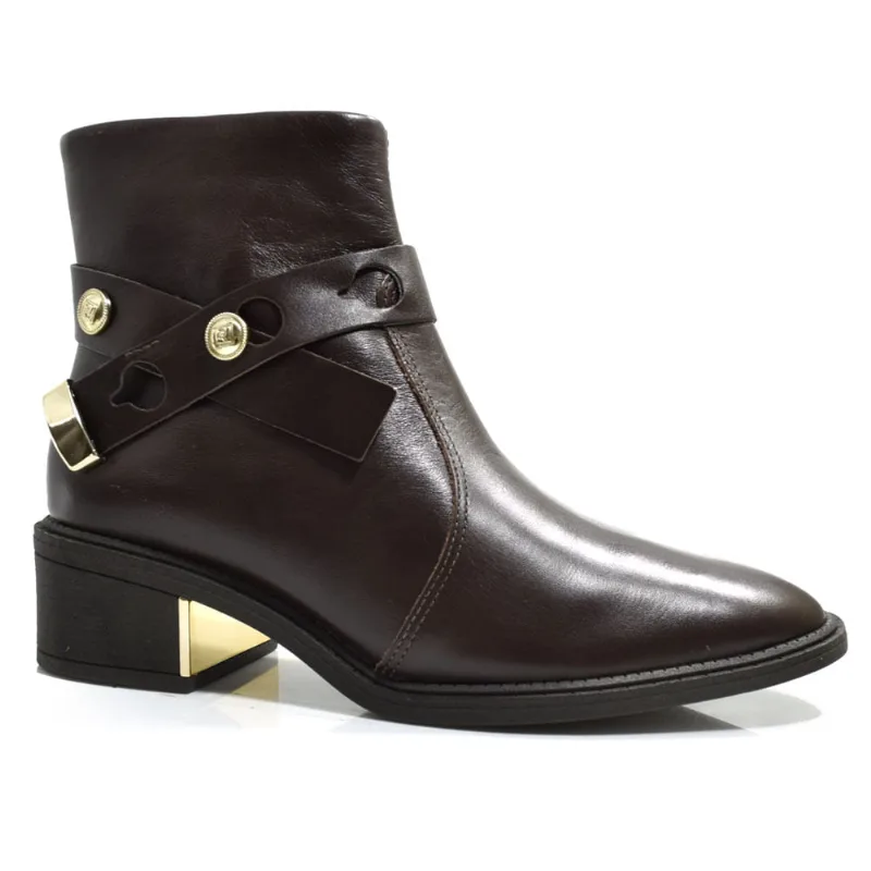 Ankle Boots de Couro Feminino Ramarim Marrom 2565101 38