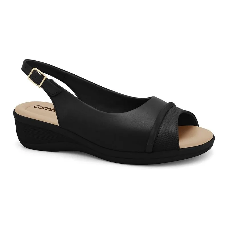 Slingback Anabela Preto Comfortflex 2588304-6 39