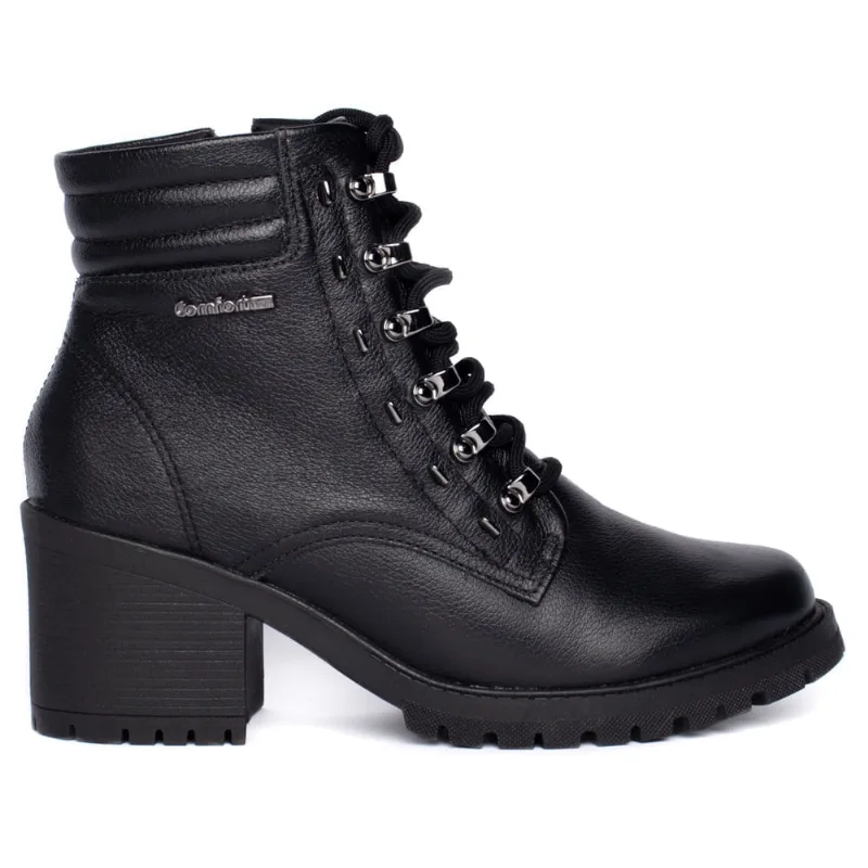 Bota Feminina Comfortflex Cano Curto Couro Preto - 35