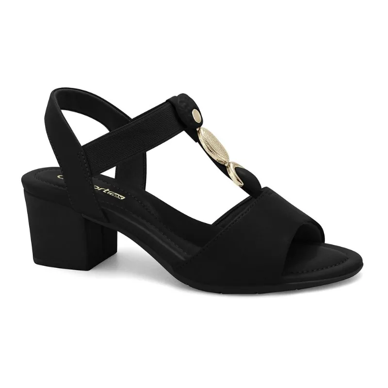 Sandália Salto Bloco Preta Comfortflex 2557403-6 41