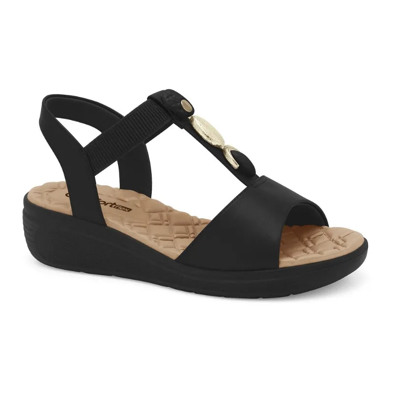 Sandália Super Leve Preta Comfortflex 2586404-1 36
