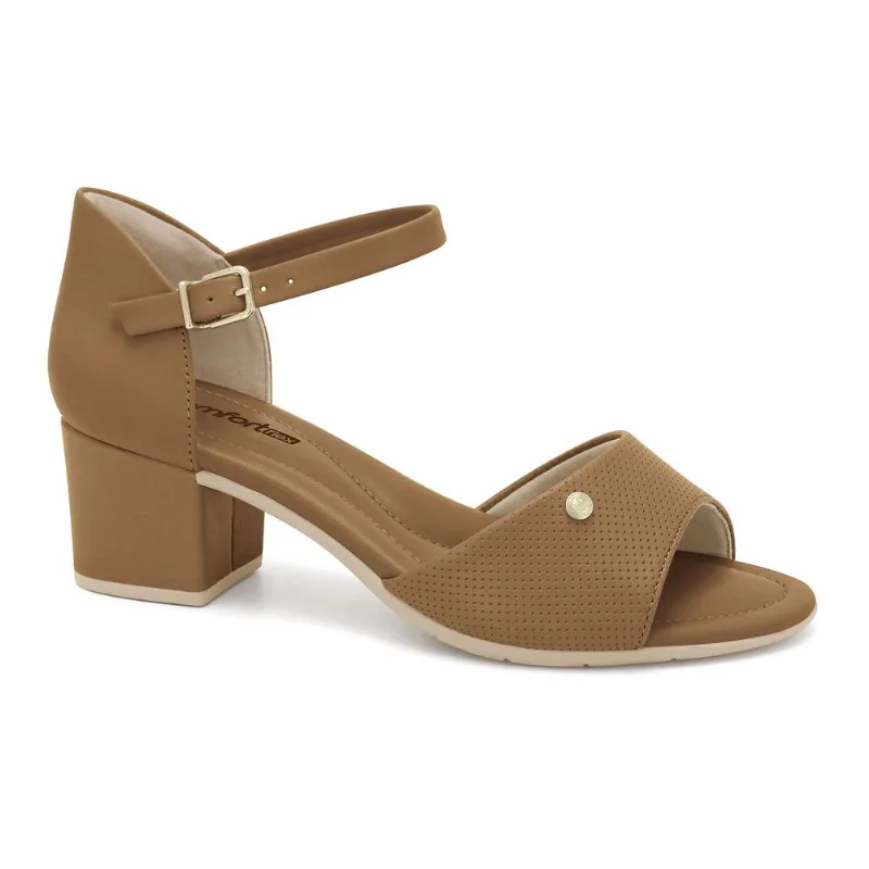Sandália Salto Médio Camel Comfortflex 2557405-1 37