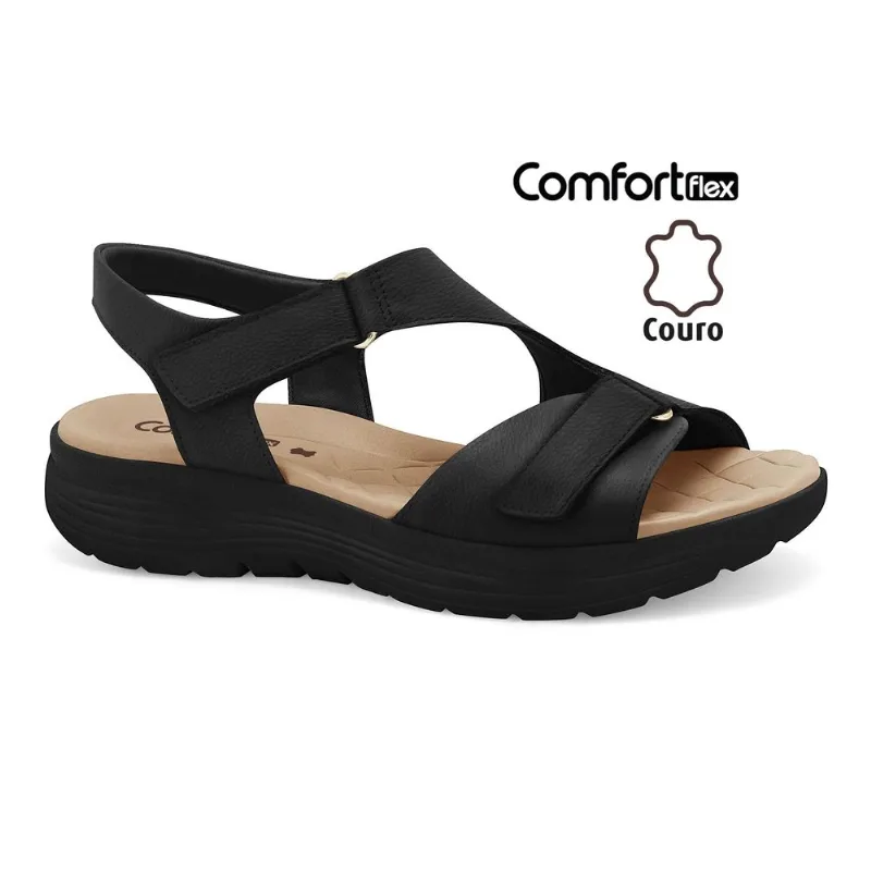 Sandália Ultramacio Preta Comfortflex 2543404-3 37