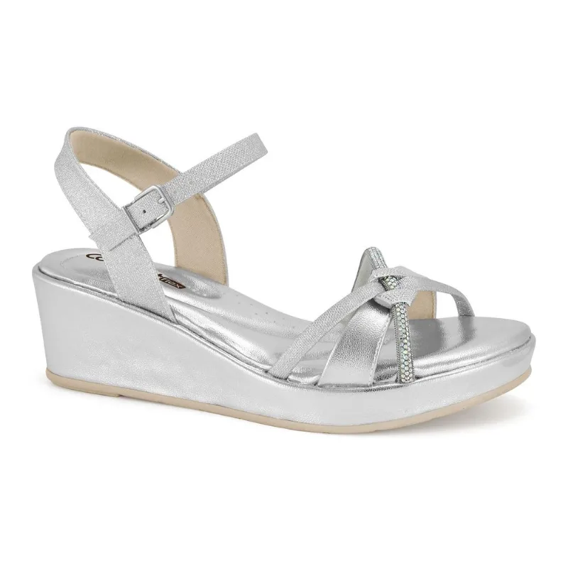 Sandália Anabela Prata Comfortflex 2553406-1 39